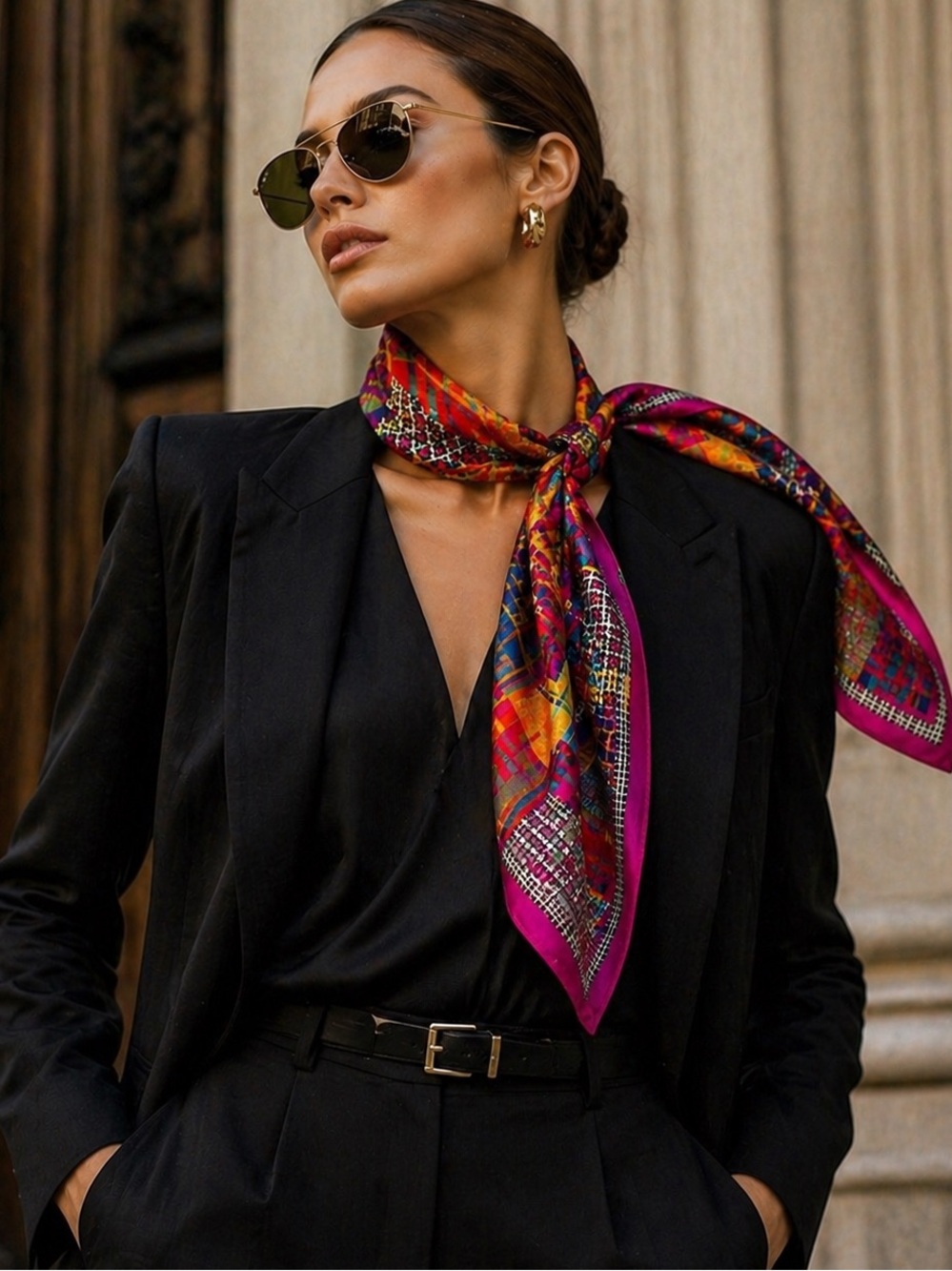 Oscar de la Renta Studio 100% Silk Scarf | Vibrant Print | Made in Japan